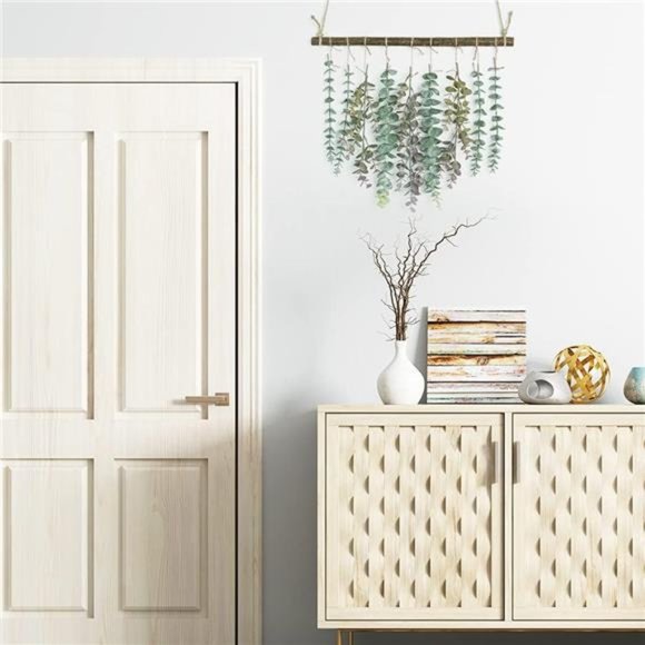 Artificial Eucalyptus Greenery Hanging Wall Decor Vines Plants with Wooden Stick - Picture 2 of 7